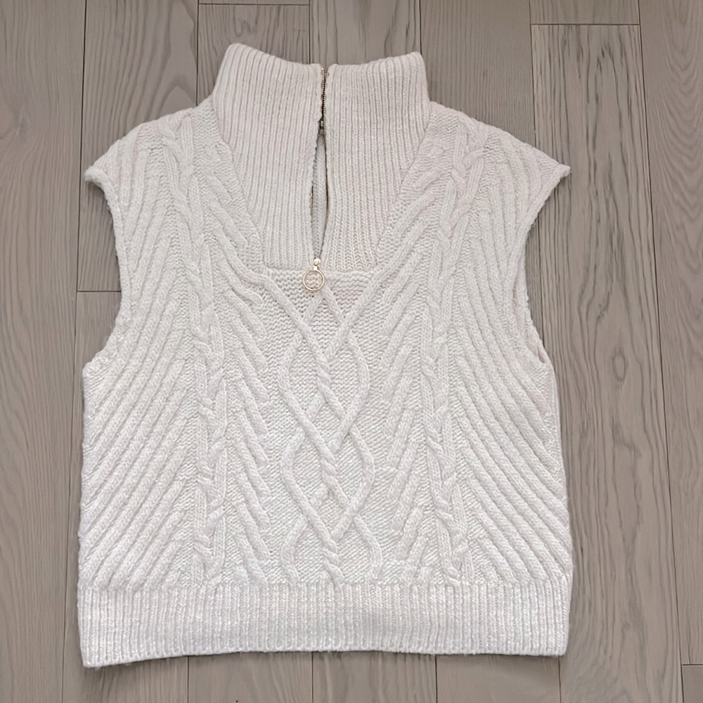 Mango White Cable Knit Vest